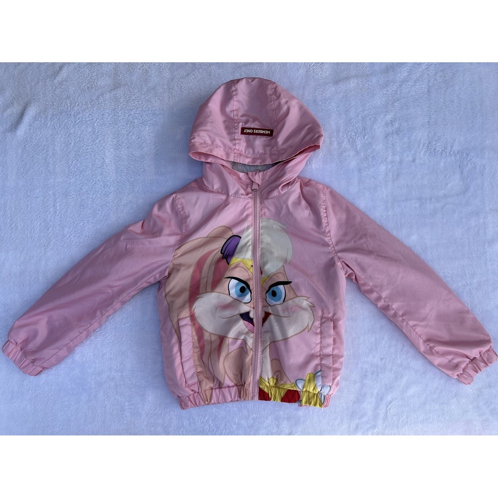 Members Only Puffer Jacket Girls Size 6 Pink Space Jam Hooded Full Zip Lola